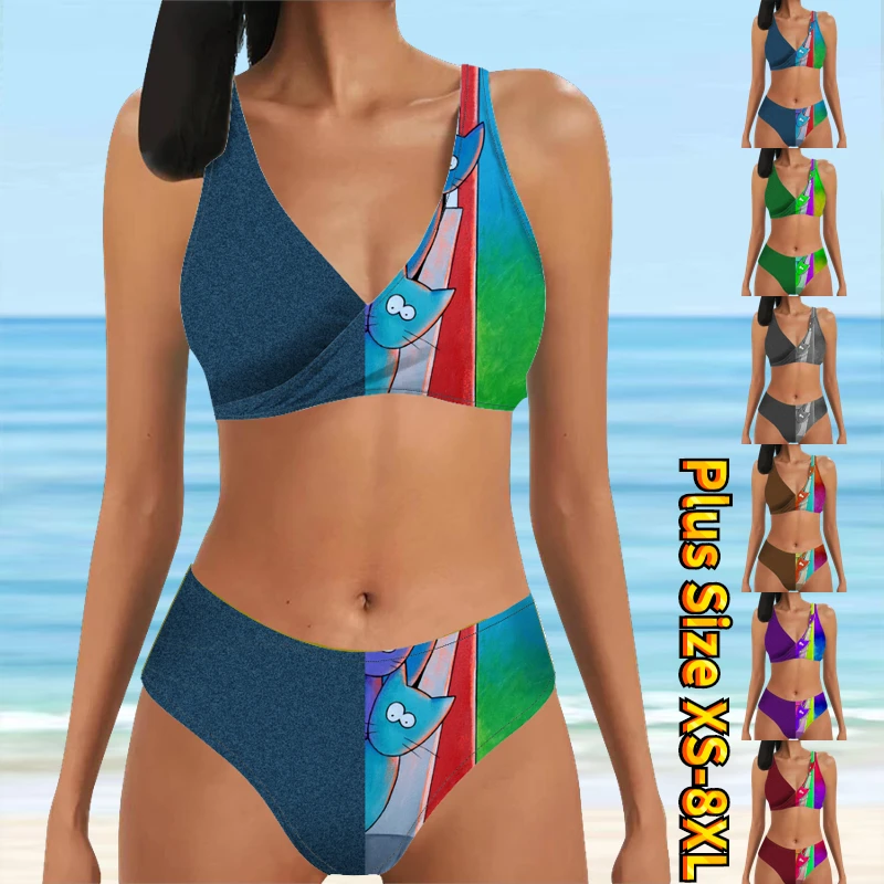 

Новинка 2023, бикини, сексуальный пляжный купальник, женский купальник из двух частей, женский летний модный дизайн, купальник с принтом, комплект бикини
