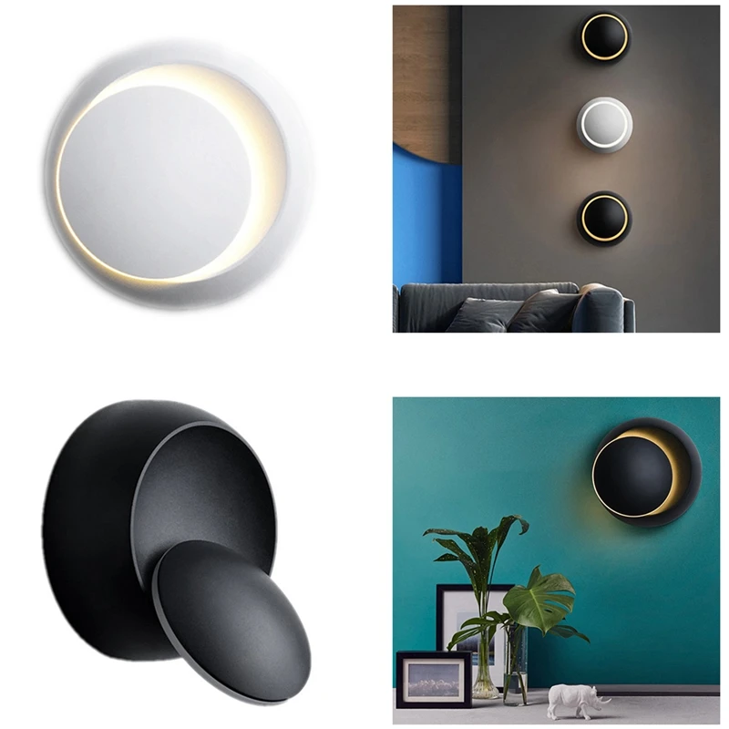 

GTBL LED Wall Lamp Rotation Adjustable Bedside Lights Creative Wall Lamp Black Modern Aisle Lamp