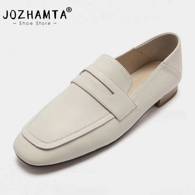 

Женские туфли на плоской подошве JOZHAMTA, повседневные туфли из натуральной кожи, лоферы на каблуке, обувь для офиса, Размеры 33-41, 2023