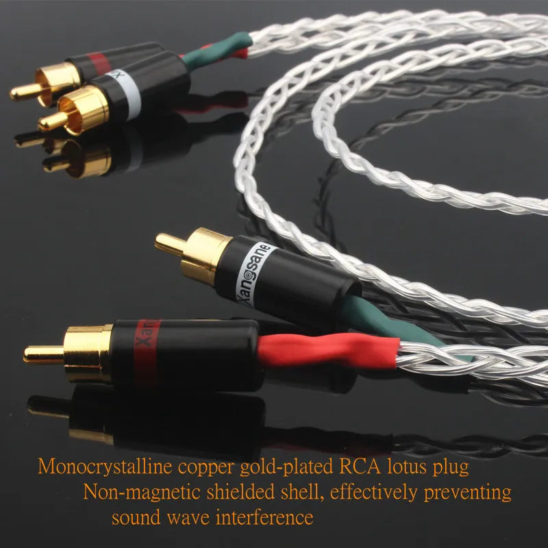 Фото Пара HiFi RCA кабель Crystal Copper OCC Посеребренная аудиосигнальная линия №2