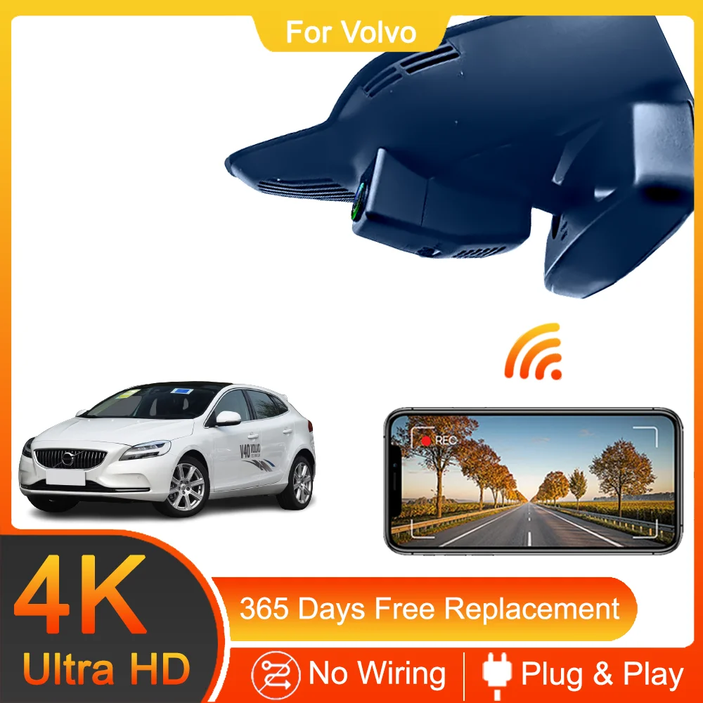 For VOLVO XC60 S60 V40 Front and Rear 4K Dash Cam for Car Camera Recorder Dashcam WIFI Car Dvr Recording Devices Accessories