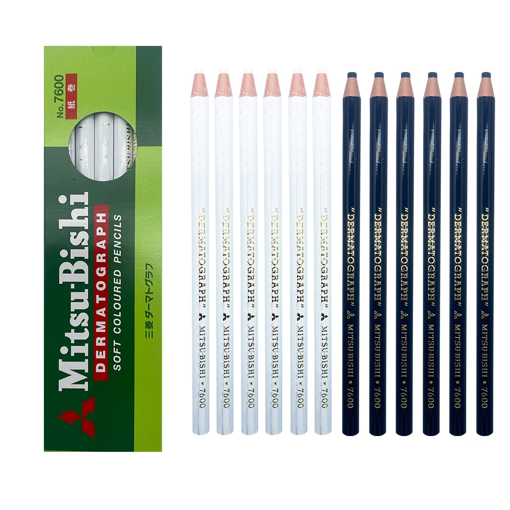 

Wholesale 2pcs/12pcs Eyebrow Makeup Pen Japan Dermograph 7600 Pencils for Tattoo Eyebrow UNI Marker Paint Pencil White Black