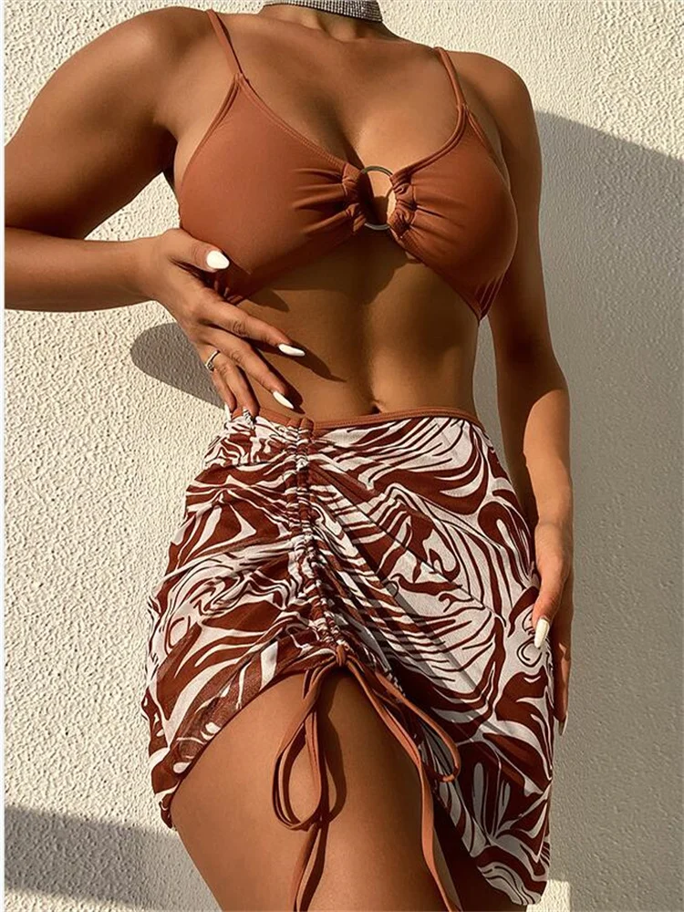 

Купальник-бикини женский плиссированный с рюшами и эффектом пуш-ап