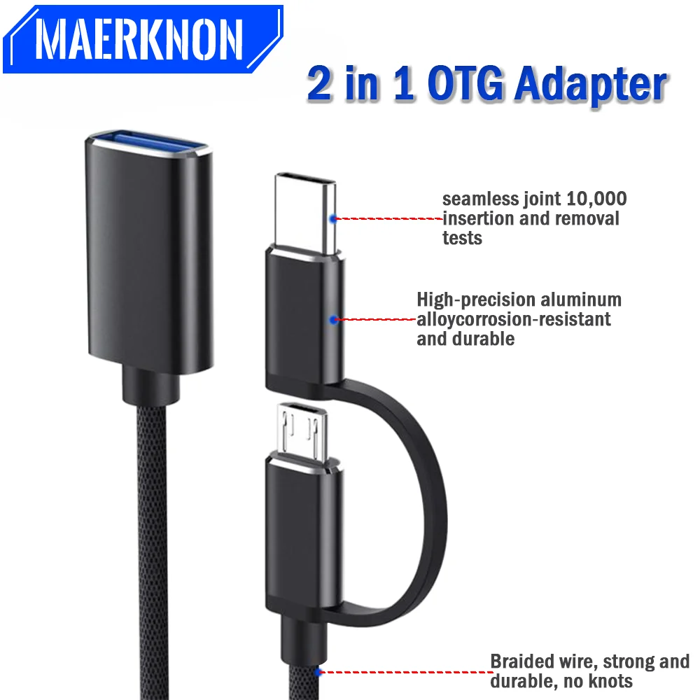 

2 в 1 USB 3,0 OTG адаптер кабель для Micro USB Type C адаптер для синхронизации данных для Huawei Xiaomi для MacBook Кабель-адаптер Type C кабель