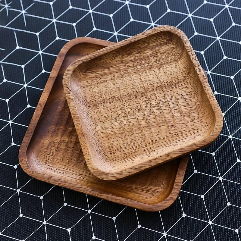 

Square Shape Wooden Pan Plate Saucer Tea Tray Dessert Dinner Bread Wood Food Candy Plate Dish Fruit Dishes NEW ARRIVAL