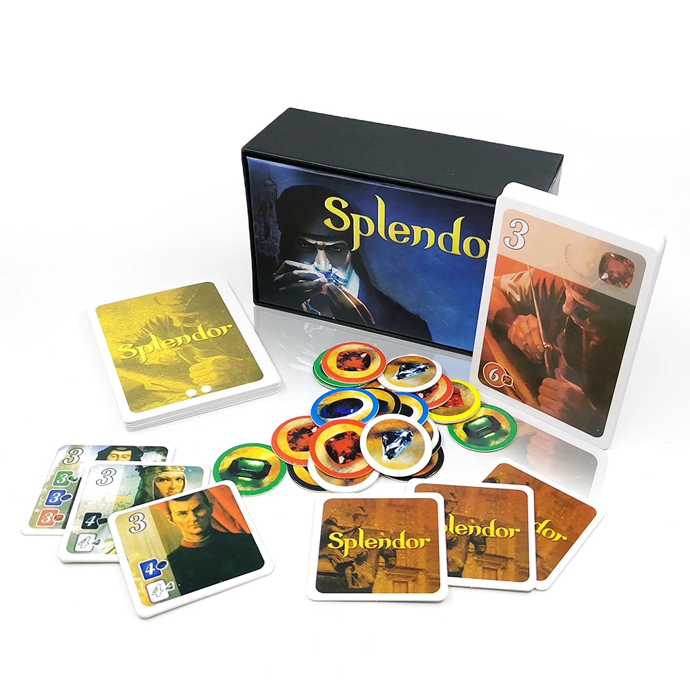 

Board Game Splendor card games expansion English & Spanish rules for family party adult Financing Investment training Economics