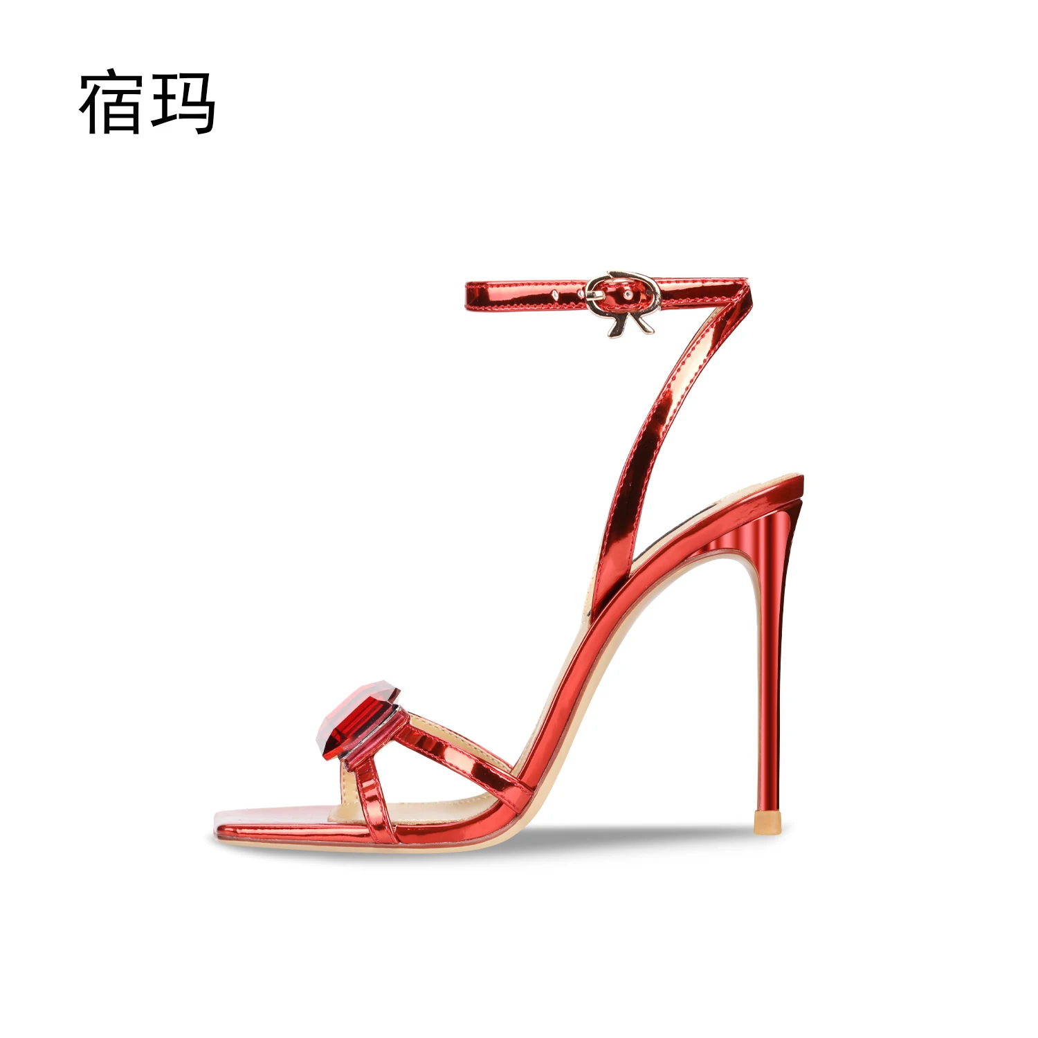 Women's Gladiator Sandals Summer 2023 New Luxury Rhinestone Crystal Fashion Ankle Strap High Heels Open Toe Elegant Ladies Shoes