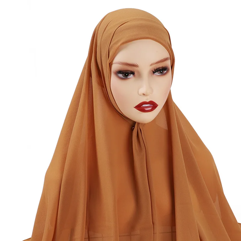 Muslim Chiffon Khimar Hijab Scarf Women Long Solid Color Head Wrap For Women Hijabs Scarves Ladies Muslim Veil Jersey Hijabs