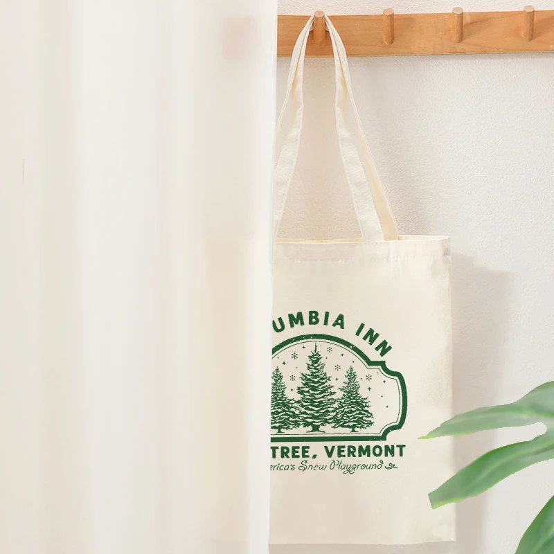 Columbia Inn Pine Tree Vermont Рождественский узор Сумки-тоут Холщовая сумка на плечо Дорожная