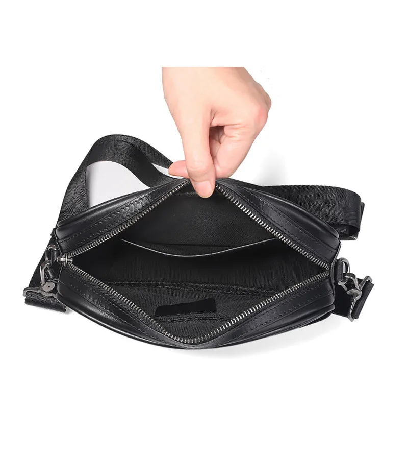 Fashion designer first layer cowhide men business black messenger bag daily outdoor weekend real cowhide shoulder messenger bag