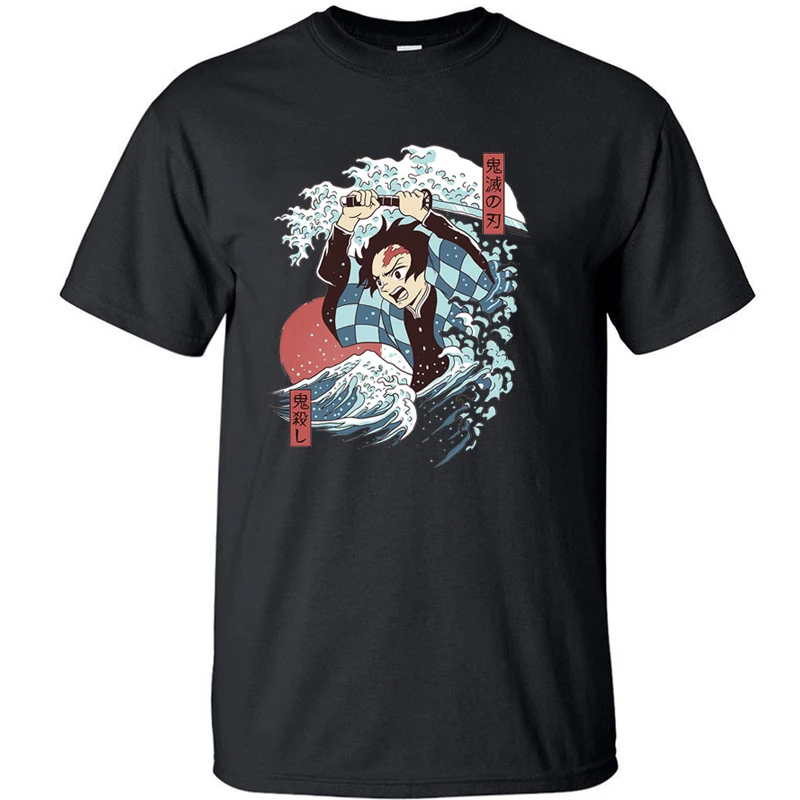 

Футболка мужская Tanjiro Kamado Kimetsu No Yaiba, хлопковая тенниска для танцев на воде, майка с рассеянным демоном, лето