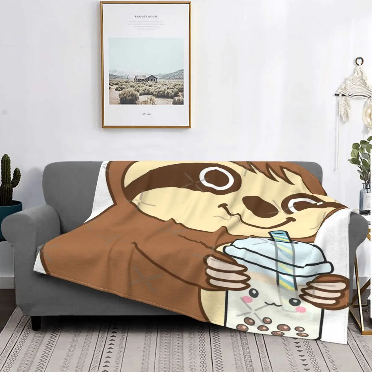 

Sloth 3-Manta a cuadros para cama, manta de muselina para Picnic, lino y algodón