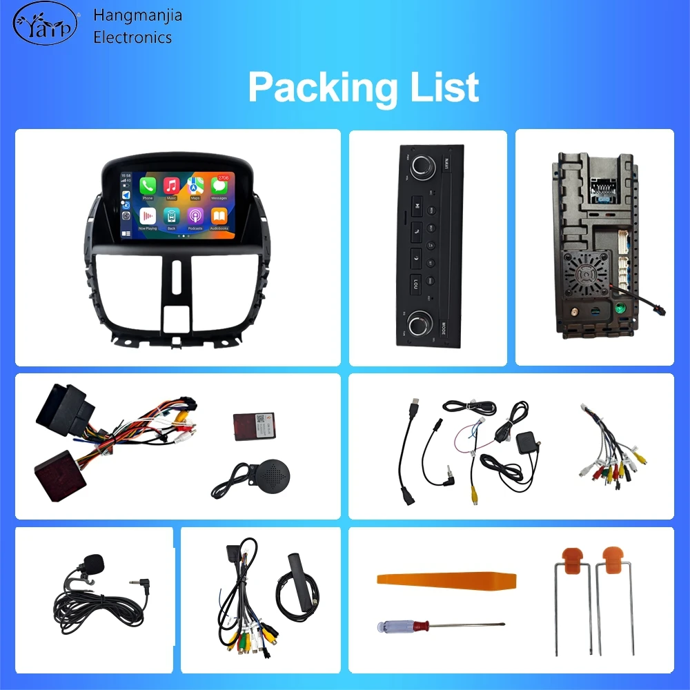 

Hangmanjia Android 13 беспроводной CarPlay Android авто радио для Peugeot 207 207CC 2006-2015 4G автомобильный мультимедийный GPS 2din авторадио