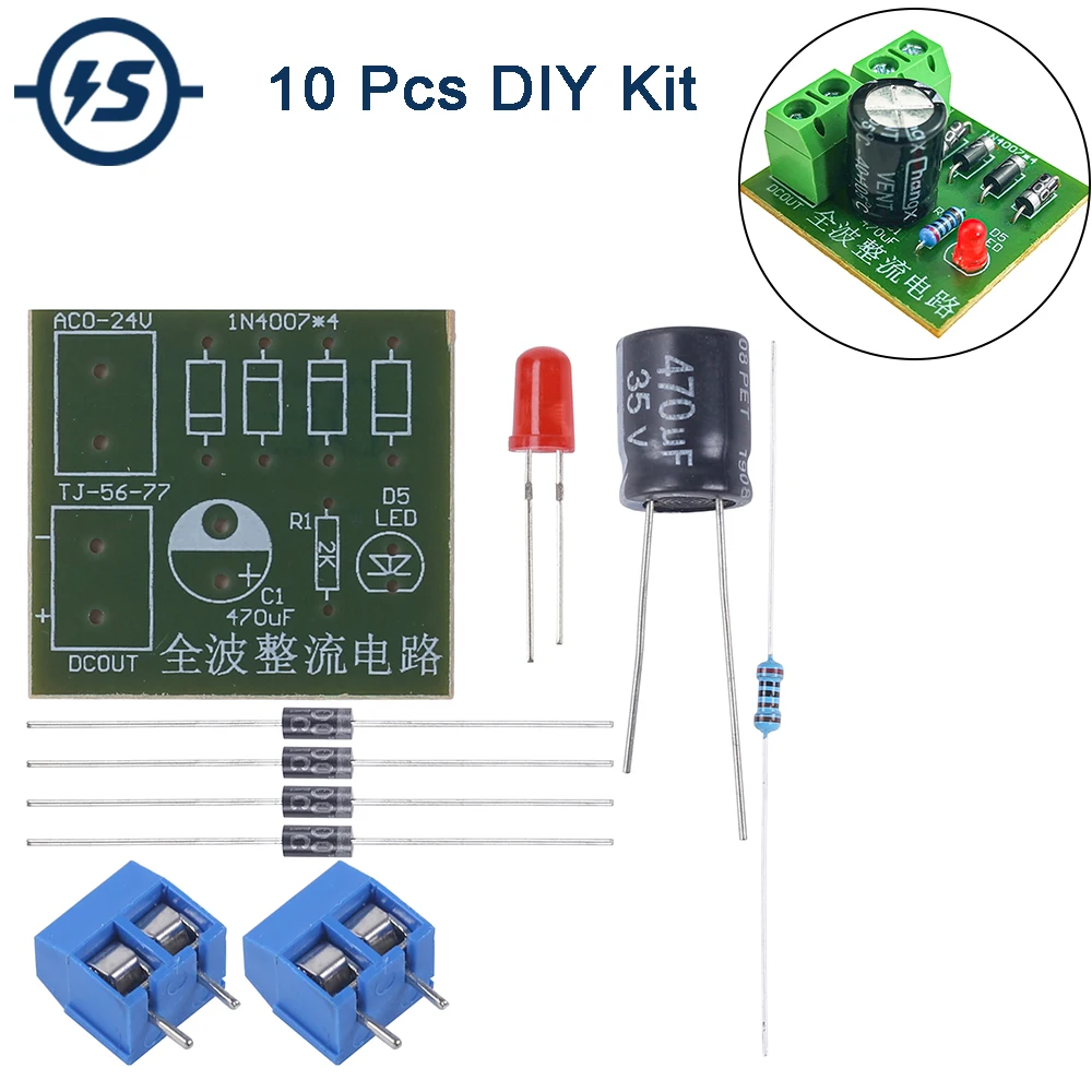 

DIY Electronic Kit Power Converter AC-DC IN4007 Bridge Rectifier Circuit 0-24V Electronic Soldering Project Practice Suite