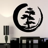 Enso Tree Of Life Zen Circle Vinyl Wall Decal Living Room Decor Buddhism Yoga Stickers Wall Murals Removable P960