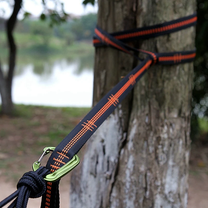 

JFBL Hot 4X Outdoor Hammock Tree Straps Tree Tie Rope High Load-Bearing Nylon Webbing Rock Climbing Flat Belt Cover Orange