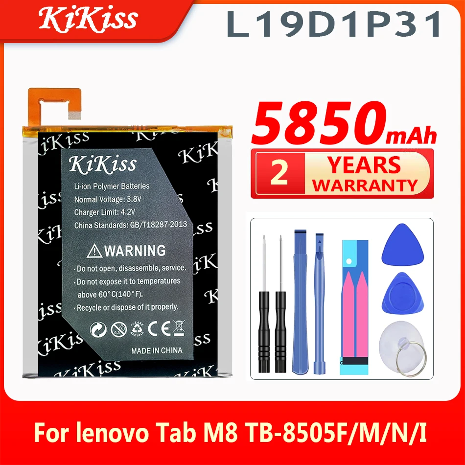 

KiKiss 5850mAh L19D1P31 Replacement Tablet Battery for lenovo Tab M8 TB-8505F TB-8505M TB-8505N TB-8505I Batteries+ Free Tools