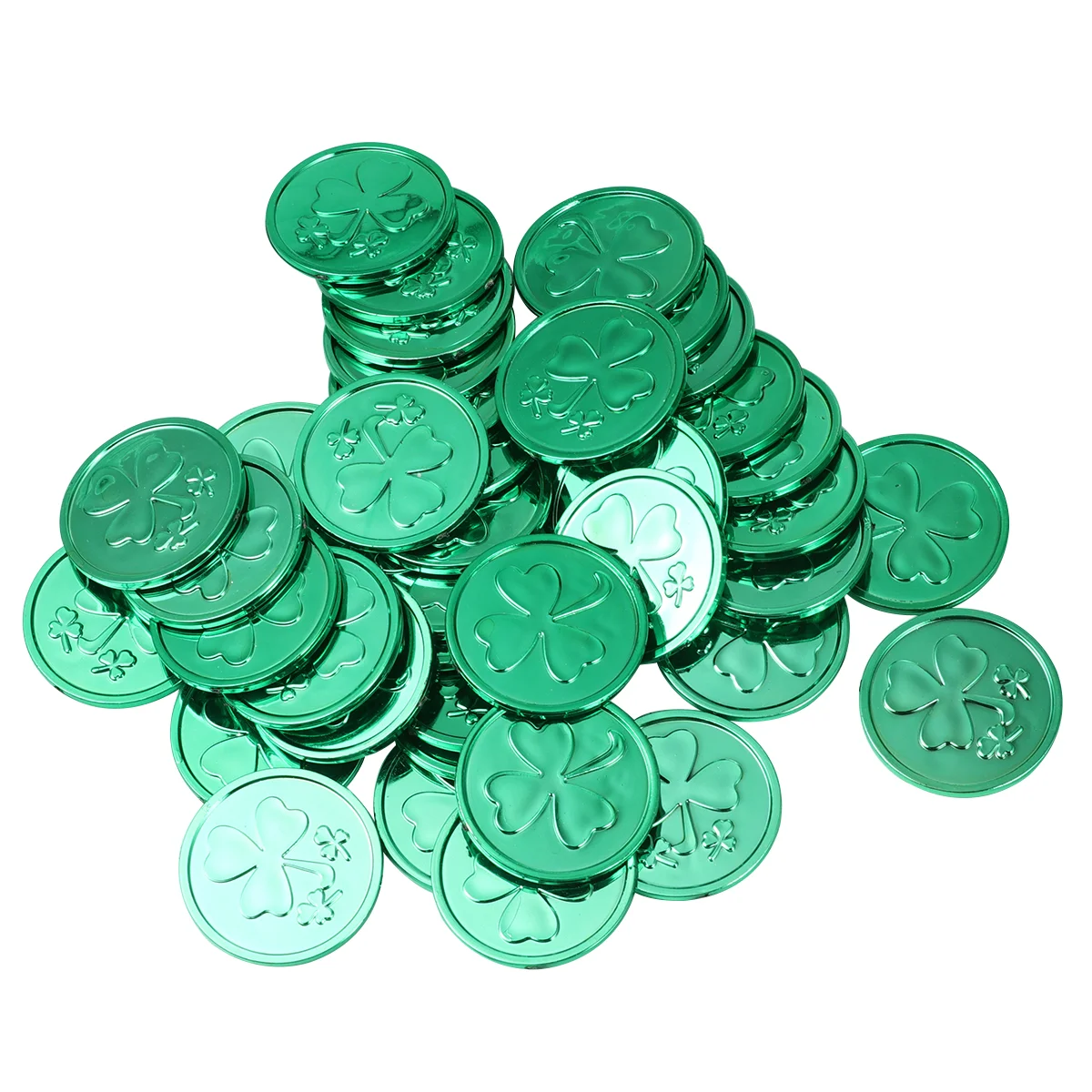 

100 шт., Пластиковые монеты Greentoys Leprechaun, подарочные монеты, украшение для стола, монеты Shamrock, украшение для стола