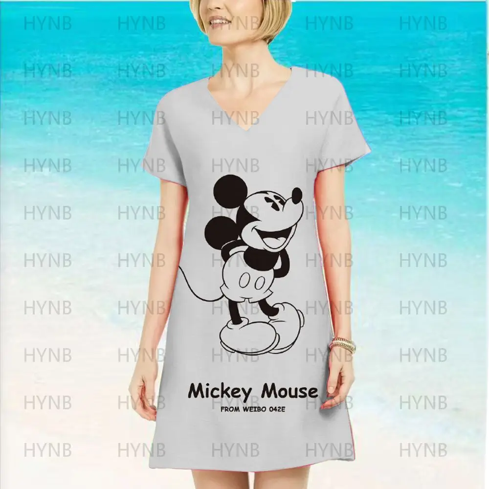 

Женское мини-платье в стиле «Минни Маус», с V-образным вырезом