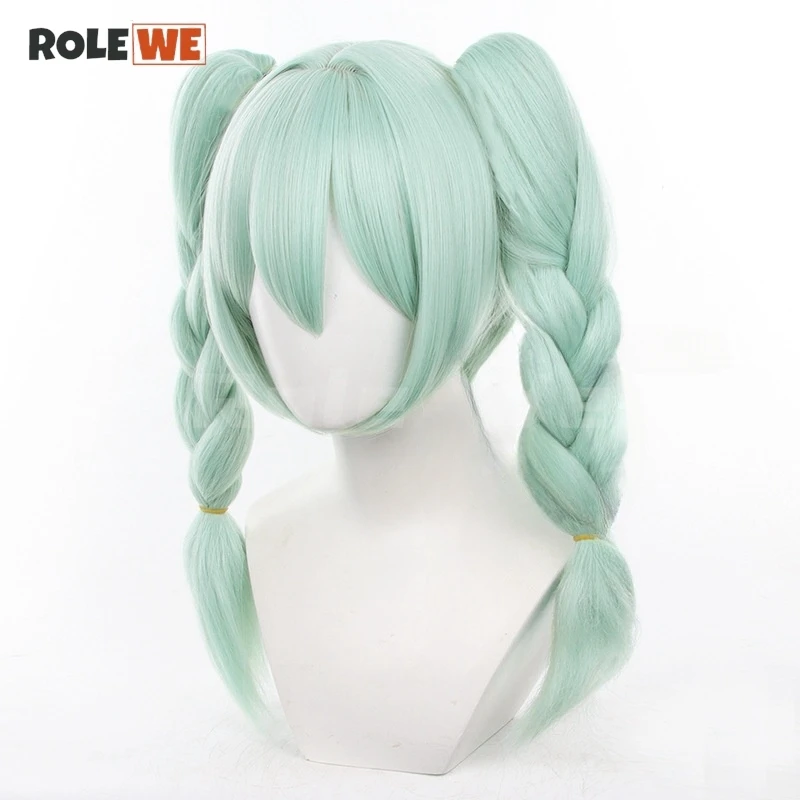 Парик для косплея зайчика Miku зеленые длинные термостойкие искусственные волосы