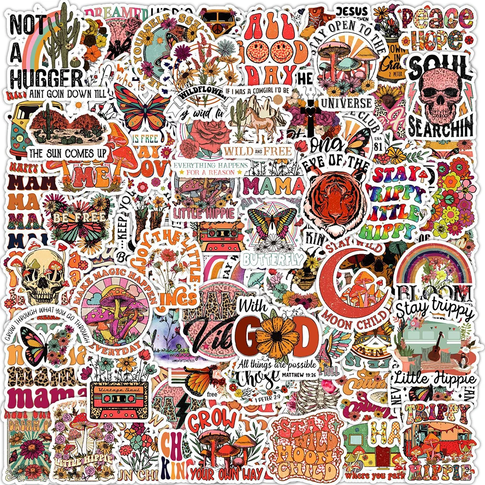 

10/30/50/100pcs Vintage Hippie Cartoon Graffiti Stickers Laptop Motorcycle Phone Car Luggage Skateboard Cool Sticker Kid Toy