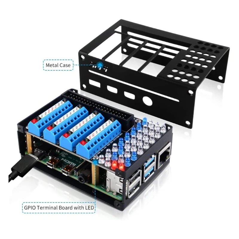 Металлический корпус для клеммной колодки GPIO 40-контактное кабельное гнездо.