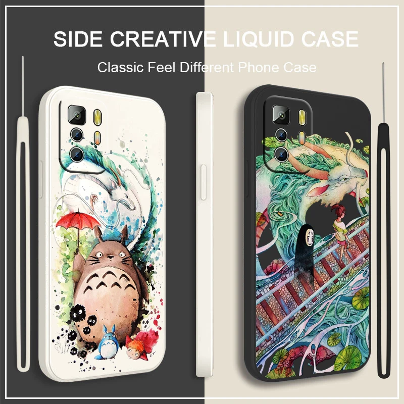 

Hayao Miyazaki cartoon TOTORO Phone Case For Xiaomi Redmi Note 11 11S 11T 10S 10 9S 9T 9 8T 8 Pro Plus 5G Liquid Rope Cover