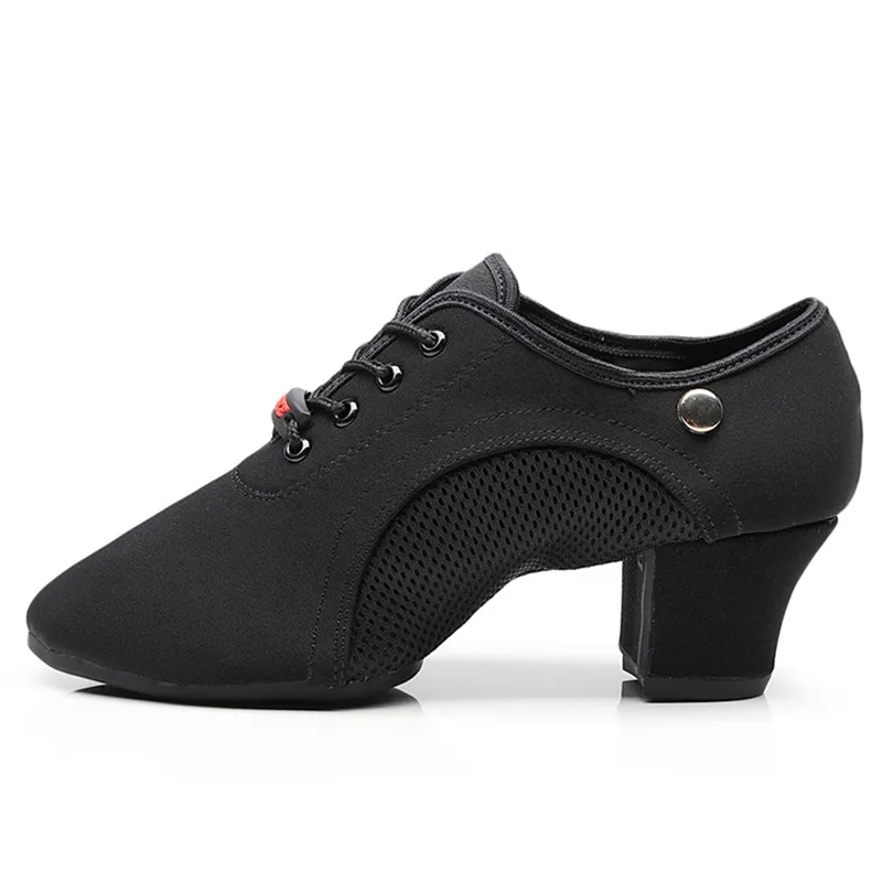 SUN LISA Women's Lady's Indoor & Outdoor Oxford Leather & Rubber Sole Chunky Heel Sneaker Ballroom Modern Latin Dance Shoes