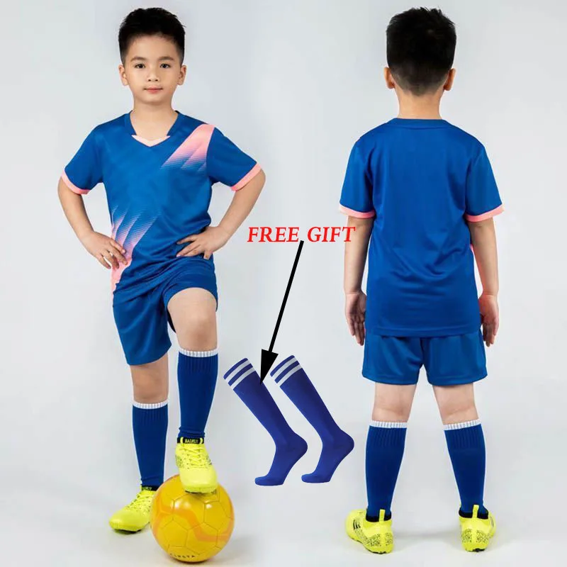 Boys Football Jersey tracksuit Child Soccer Sports Uniforms Kids Play Ball Sportswear Kits vest children's football suit Socks