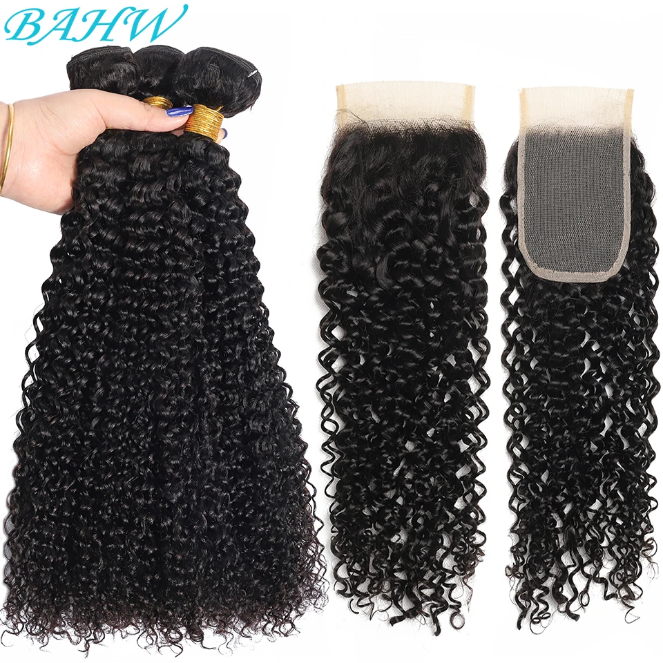 

Mongolian Afro Kinky Curly Bundles with Closure Brazilian Hair 4x4 Lace Frontal Weave Bundles with Closure Human Hair for Women