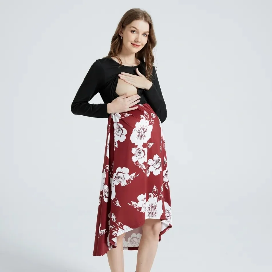 

Платье для грудного вскармливания для беременных женщин платья с принтом в стиле пэчворк Одежда для беременных и кормящих матерей