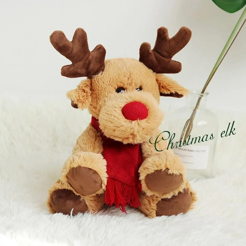

29cm Kawaii Elk Doll Girl Plush Toy Pillow Christmas Doll Plush Stuffed Doll Children's Christmas Gift Room Decorations