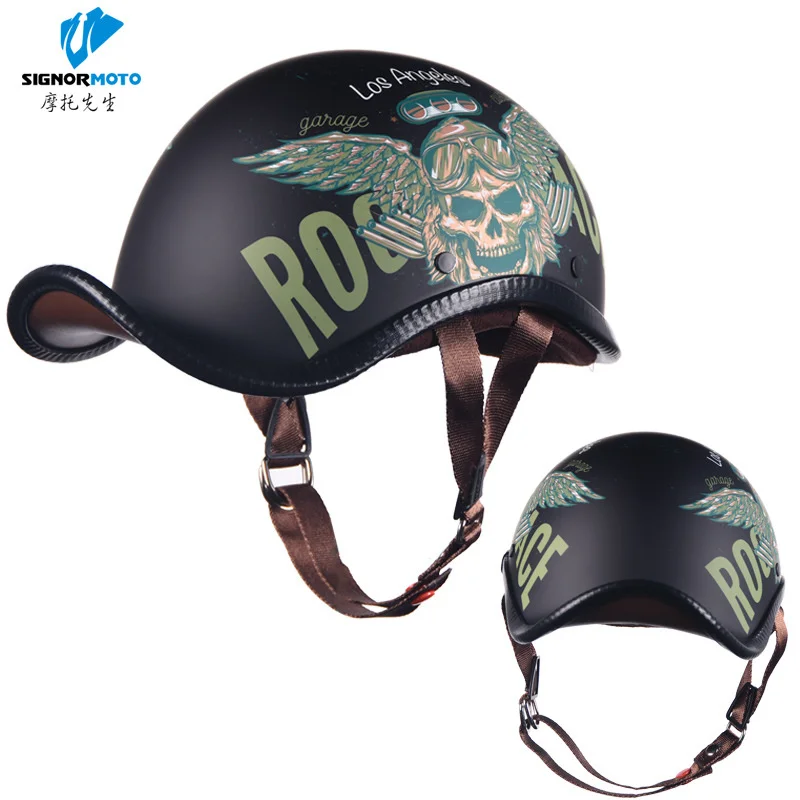 

Men's and women's helmets For Harley scoop helmet half helmet Retro motorcycle helmet half-covered four seasons helmet
