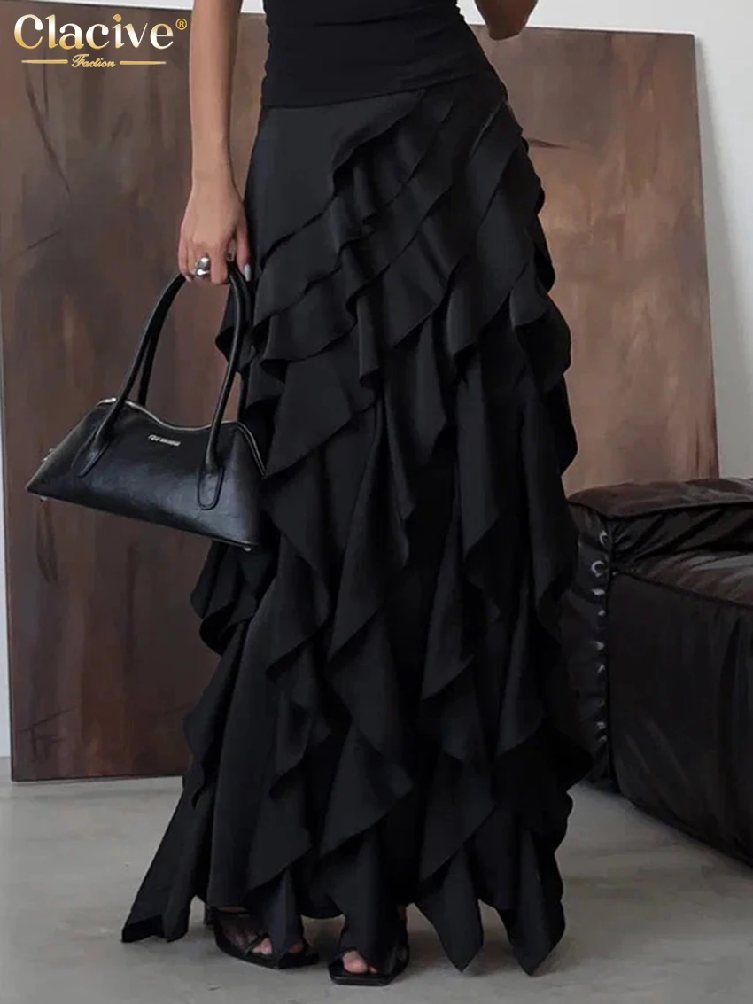 Clacive модная свободная черная женская юбка повседневная юбка до ...