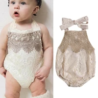 newborn toddler infant baby girl lace sleeveless jumpsuit bodysuit beige clothes sunsuits 0 24