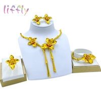 liffly new flower necklace earrings set fashion women bracelet ring jewelry party personality accessories commemorative gift
