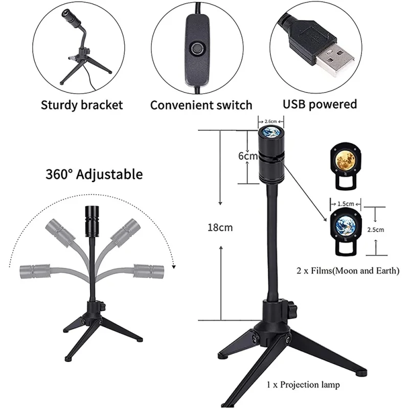 

Проектор проектор земля Луна Звезда планеты проекционная лампа вращающийся на 360 градусов кронштейн светодиодный Галактический ночник для спальни атмосферное украшение