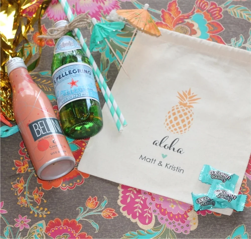 Гавайские свадебные сумочки для сувениров набор из 20 предметов Aloha с ананасами