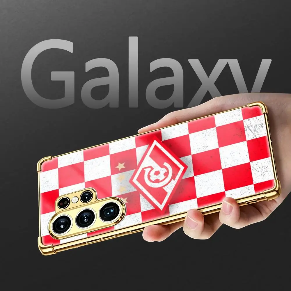 Модный чехол для телефона S-Spartak M-Moscow для Samsung S26 S25 S24 S23 S22 S21 Plus Ultra FE, золотой, серебряный, с защитой от ударов по четырем углам, стеклянный (art.: 3920dc415ee63) - 3920dc415ee63