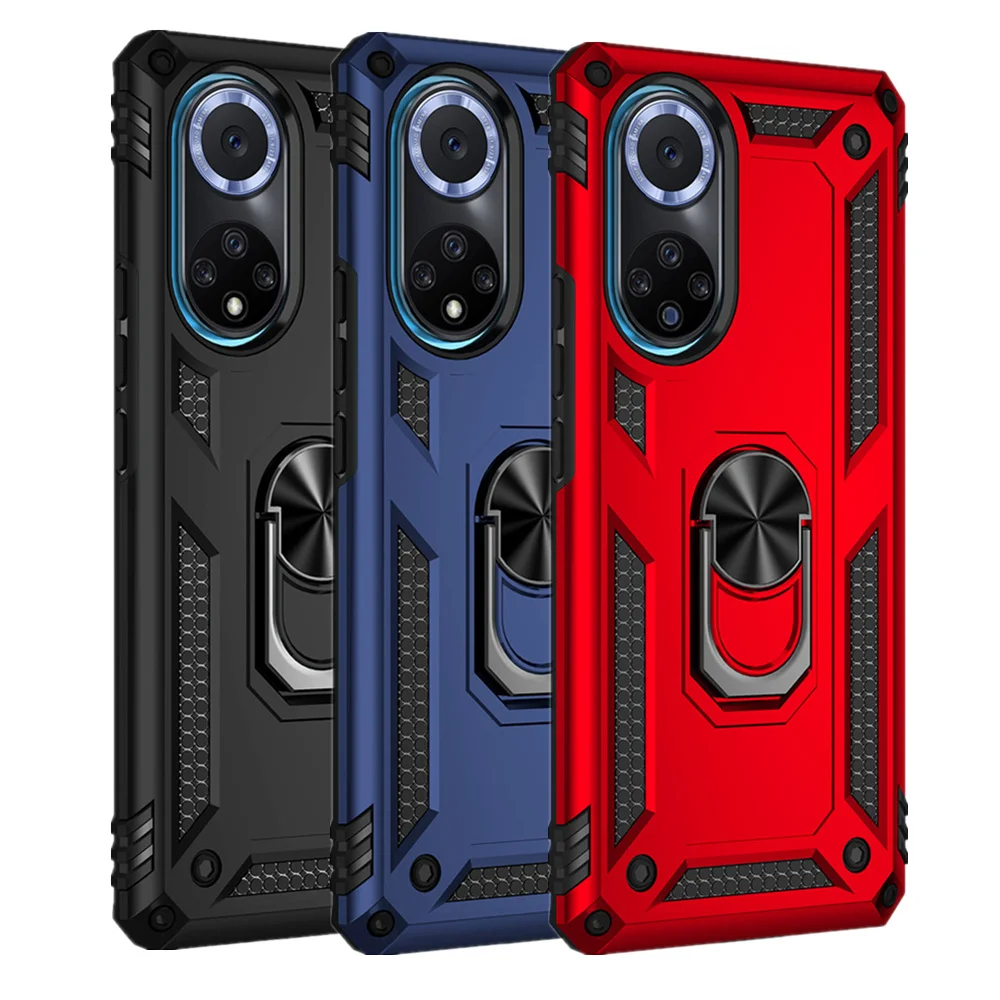 

Huawei Nova 9 Case For Huawei Honor Nova 9 50 Shockproof Armor Rugged Anti Fall Car Magnetic With Ring Bracket PC Back Cover