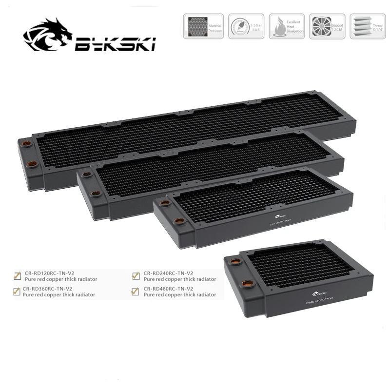 

Тонкий радиатор Bykski 30 мм 120/240/360/480 мм, вентилятор из красной меди/1 канал 14 FPI 120 мм, компьютерное водяное охлаждение, ликвилд, охладитель