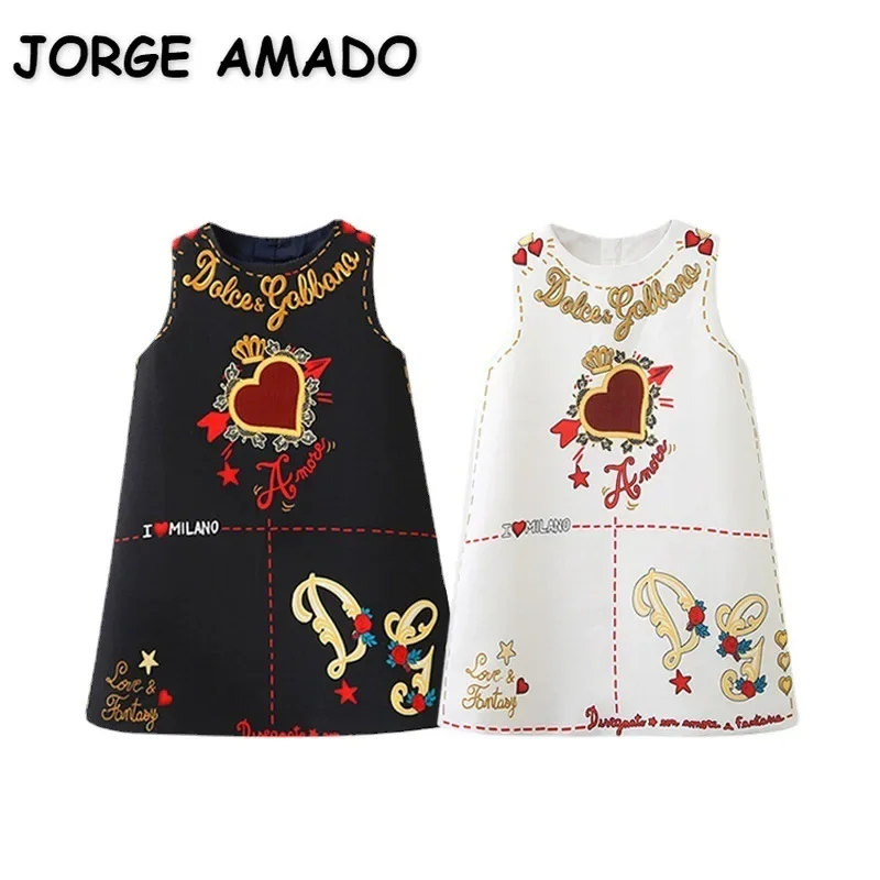 Платье принцессы Сарафан с цветочным принтом и вышивкой в виде сердца для