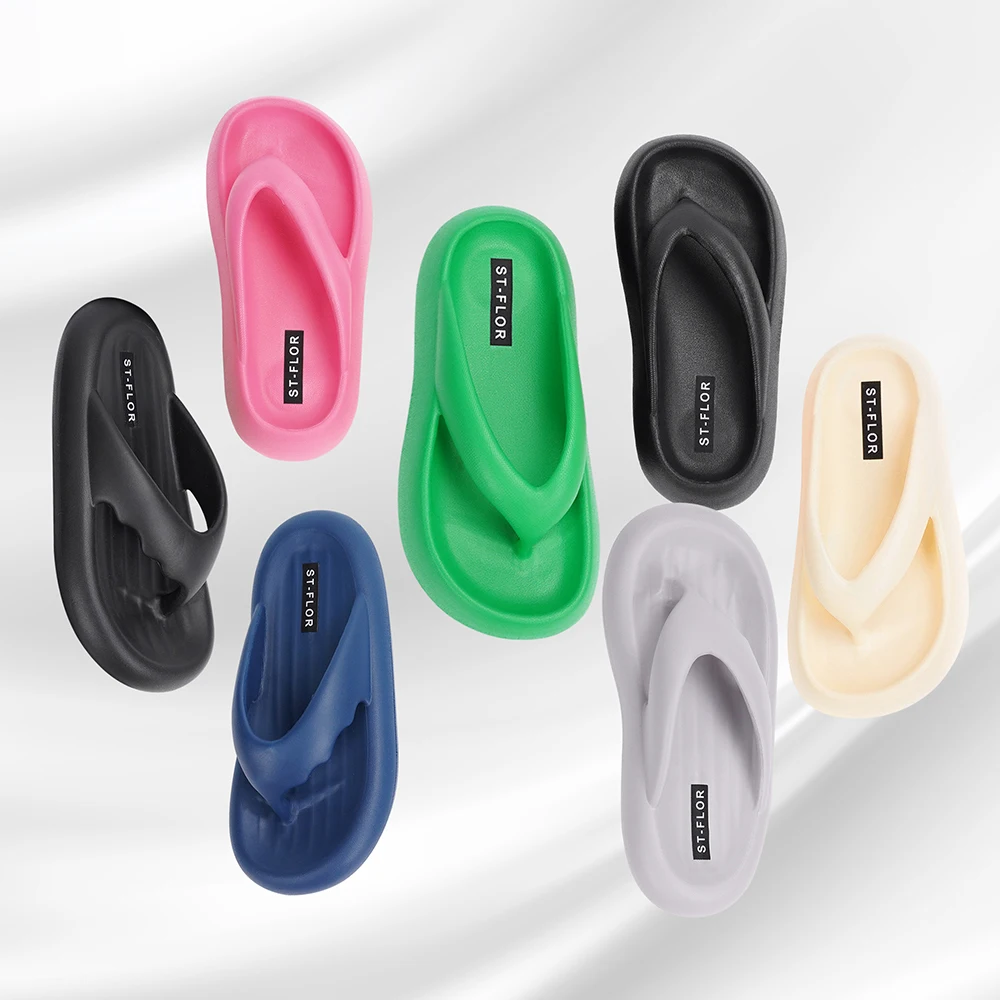 

Summer New Sandals Fashionable Non Slip Anti Odor Thick Bottom Outdoor Slippers Women Wear Resistant Sole Eva Flip Flops qt573