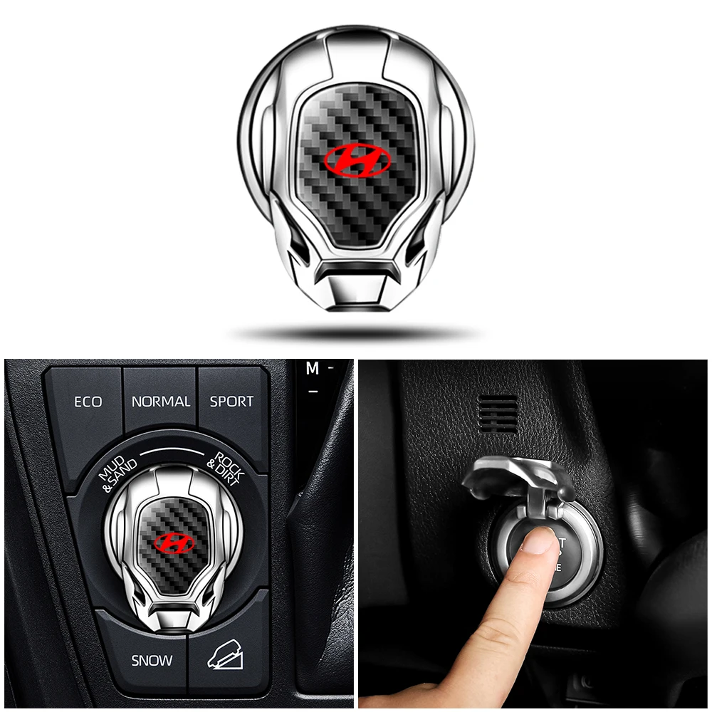 

Carbon Fiber Car Engine Ignition Start Stop Push Button Switch Decora Cover Sticker For Hyundai IX35 IX25 EV Elantra Verna Solar