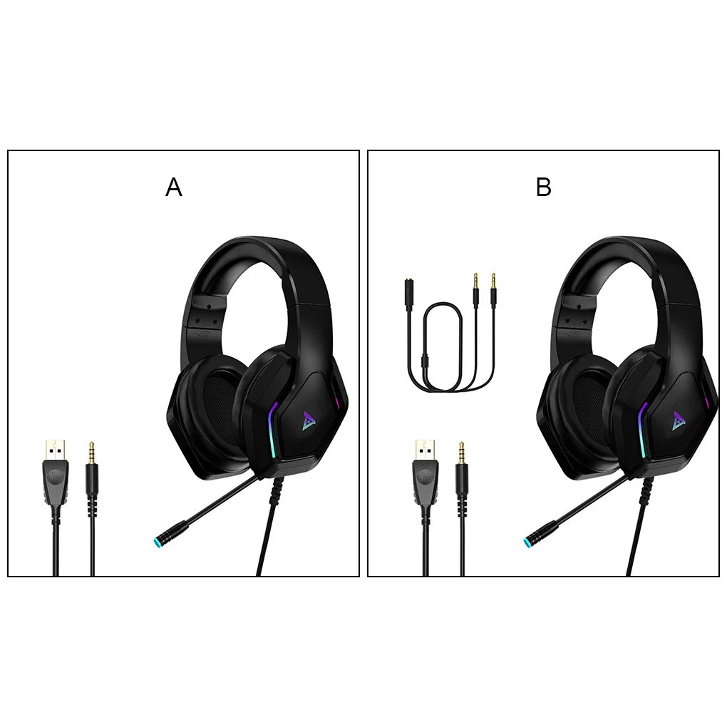 

3.5mm Stereo Sound Wired Gaming Headset Noise Cancelling Computer Headphone Online Chatting Earphone with Adapter Cable