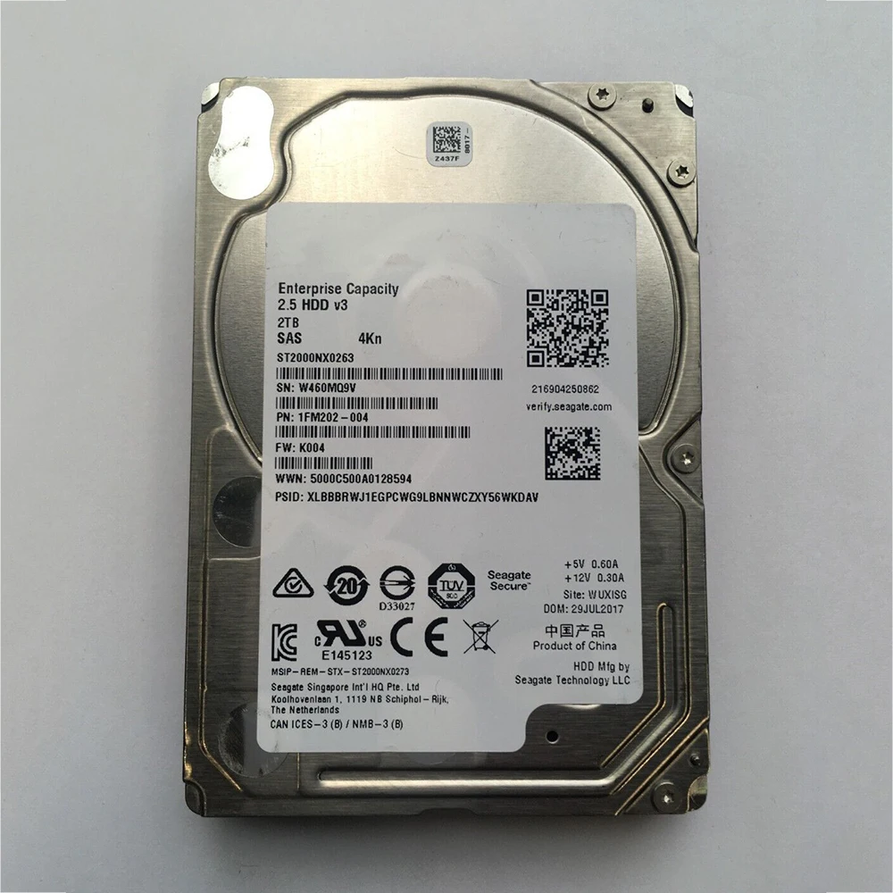 

For Dell WPJ4T 2TB 7.2K SAS 12GB 2.5" 128MB HDD ST2000NX0263