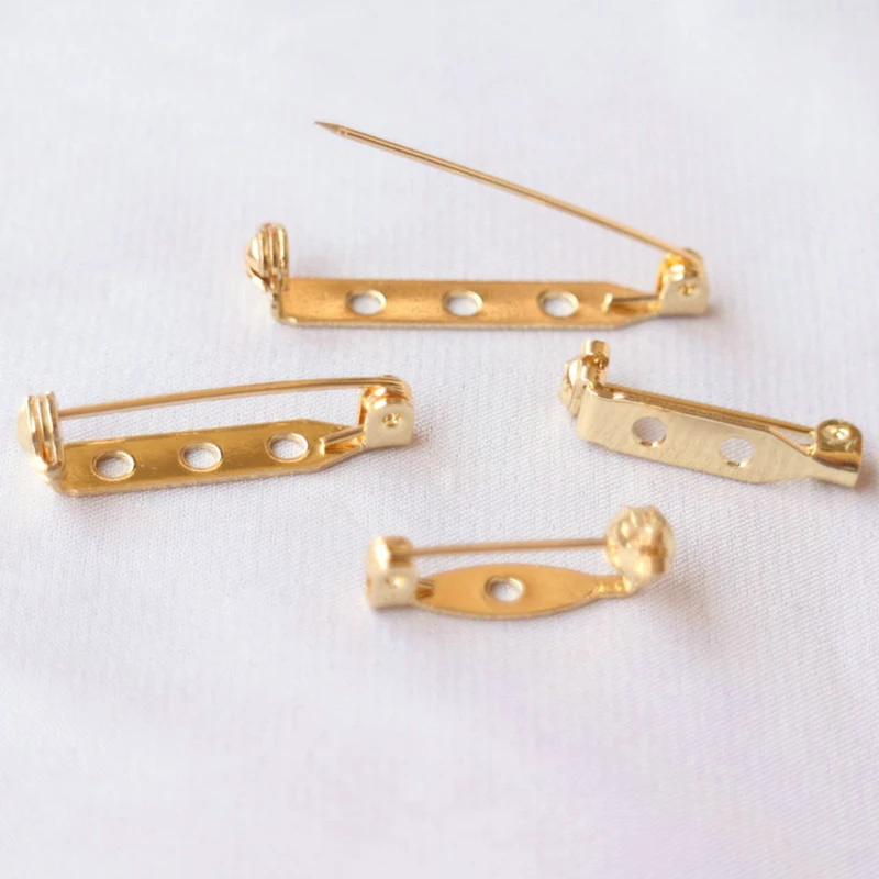 

10Pcs 14K Gold Brooch Pins Base Brooch 18/20/27mm Brooch Lock Back Safety Catch Holder For Jewelry Making Diy Brooch Findings