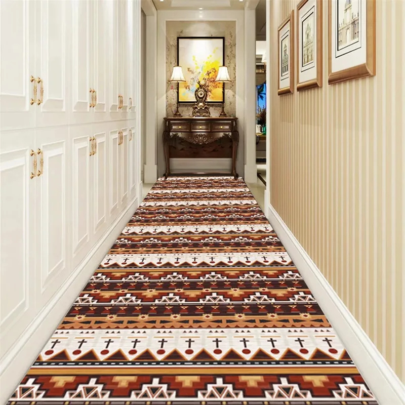 

National Geometric Living Room Carpets Fashion Long Corridor Rug Non-slip Balcony Area Rug Bedroom Kitchen Mat Entrance Doormat