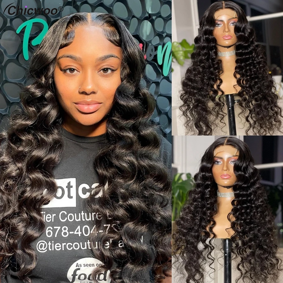 

CHICWOO Natural Color Loose Deep Wave Women Wigs 13x6 13x4 Transparent Lace Front Human Hair Brazilian Closure Wig For Women