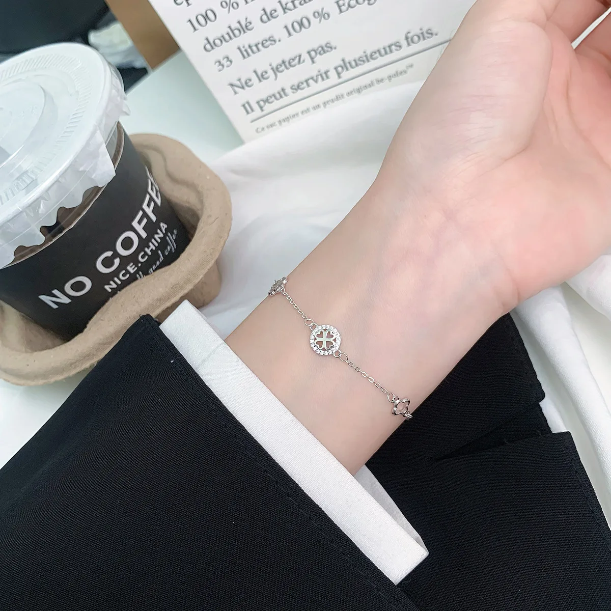 Шикарный и уникальный браслет из чистого серебра S925 с бриллиантовой